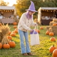thumbnail image 4 of JULMCOMO Halloween Witch Hat for Women Knitted Wide Brim Foldable Soft Pointed Wizard Hats Masquerade Costumes Cosplay Party Accessory Purple, 4 of 6