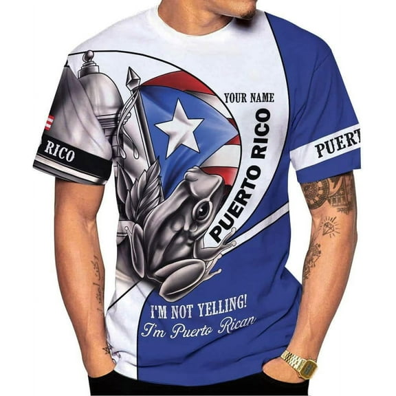Personalized Name Puerto Rico Shirt, Customized Puerto Rico Shirts for Men and Women, Puerto Rico Flag T-Shirt3 (S)
