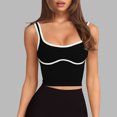 thumbnail image 3 of Cropped Tank Tops for Women High Impact Push Up Racerback Sleeveless Contrast Binding Workout Yoga Gym Tanks, 3 of 7