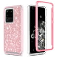 thumbnail image 2 of For Samsung Galaxy S20 Ultra Case, Full-Body with Front PC Frame Shockproof Protective Bumper Cover, Support Wireless Charging, Impact Resist Durable Phone Case (Pink Glitter), 2 of 5