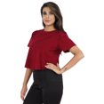 thumbnail image 4 of Inkmeso Short Sleeve Casual Cropped Tee For Womens Solid Crew Neck Crop Top, 4 of 7