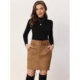 thumbnail image 4 of Falda de Gamuza Sintética para Mujer Minifalda Casuale de Cintura Alta con Cinturón marrón L, 4 of 5