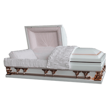 Casket Emporium Gemini Series Primrose (White with pink shading) Casket, Oversized various sizes 18 guage non-sealed steel, half-Couch Casket