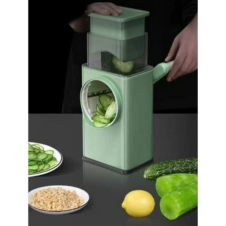 3-in-1 Multifunctional Vegetable Cutter Hand Crank Slicer Onion Cutter Chopper Kitchen Gadgets New, Green