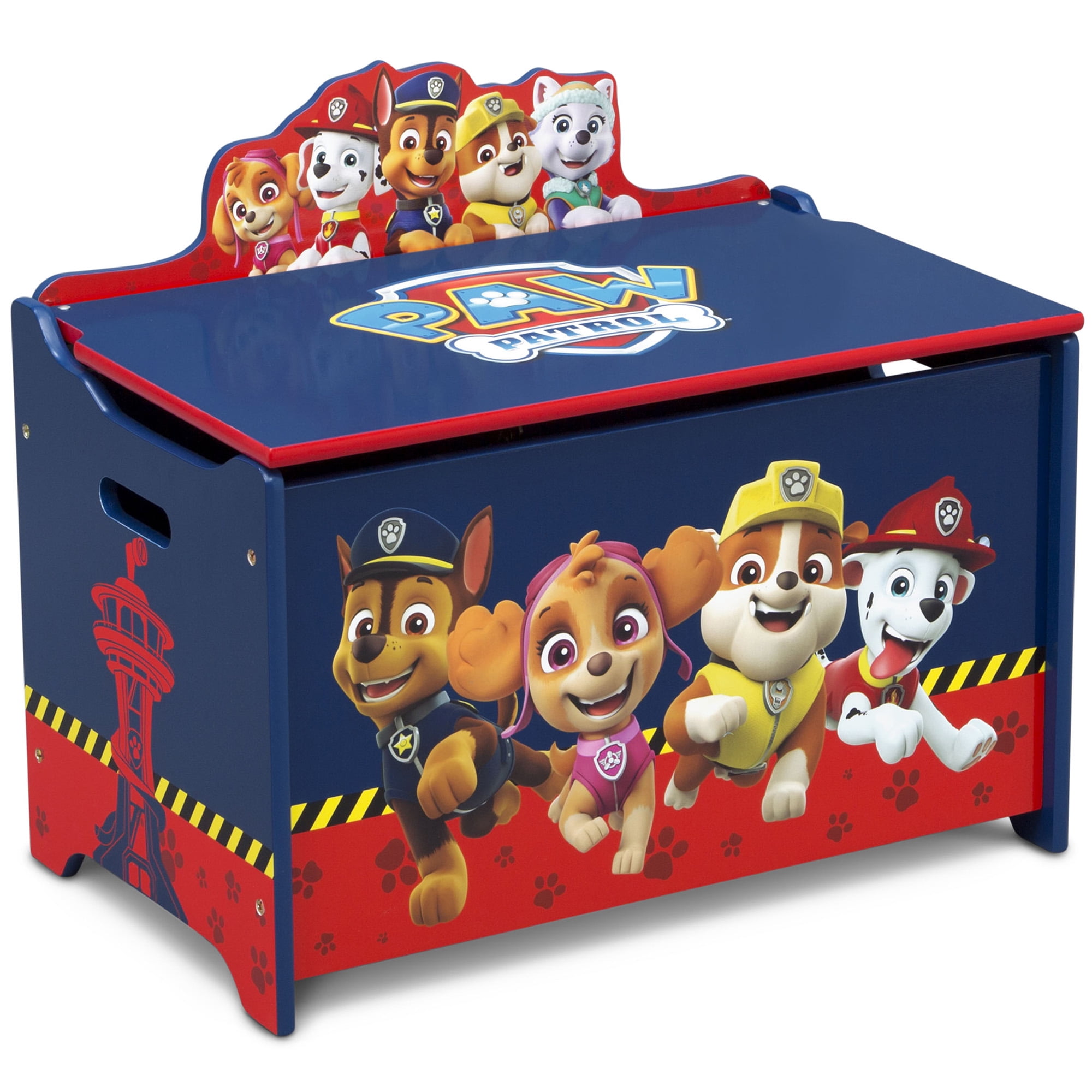Blue Children Toy Box Lid Best Storage Chest Shelf Wood for Little Boys Girls 