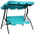 thumbnail image 2 of Patiojoy Hamac à Bascule d'Extérieur 3 Places avec Auvent Imperméable Réglable, Cadre en Aluminium, Chaise Balançoire de Patio, Bleu, 2 of 8