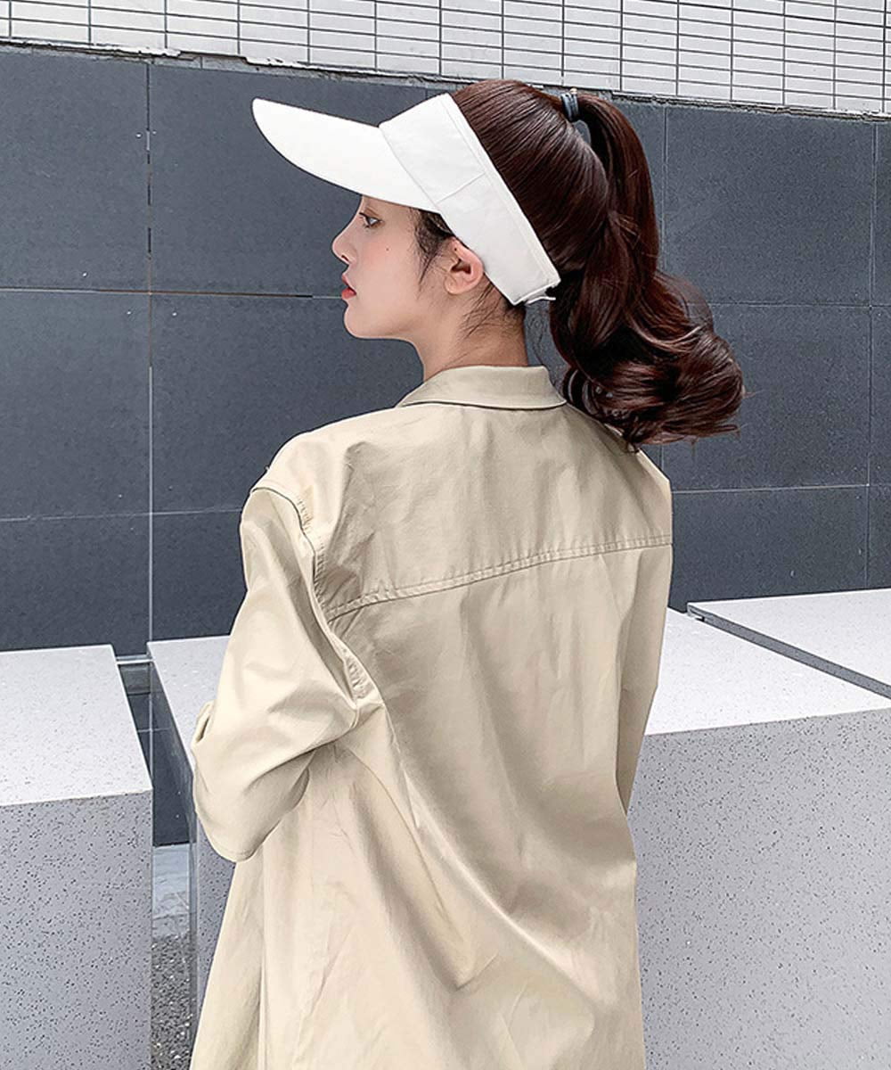 YEKEYI Outdoor Wig Hat with Hair Ponytail - Baseball Cap with Wavy Brown Women's Wig (Black)