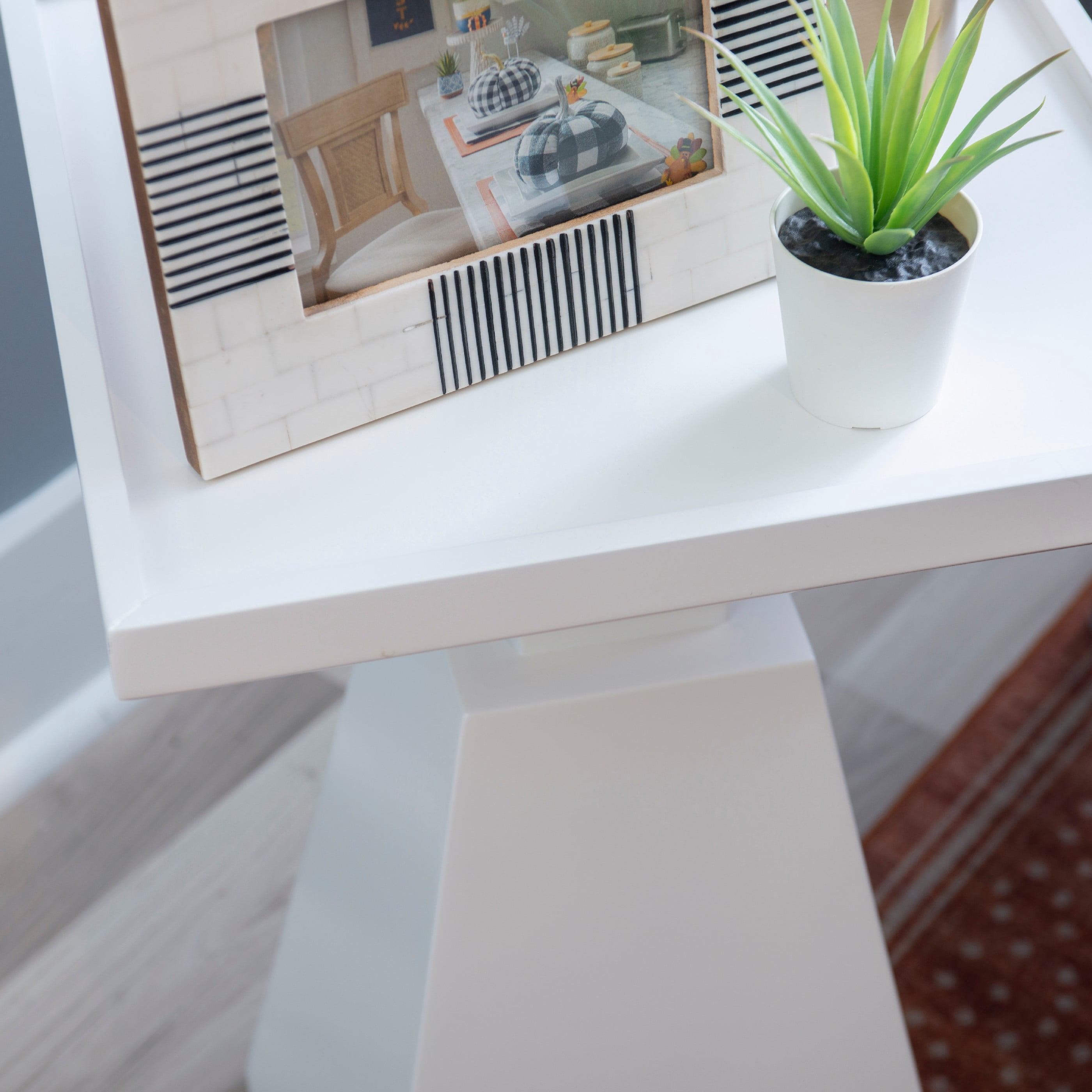 Powell White Caryn Side Table, 22.5" Tall