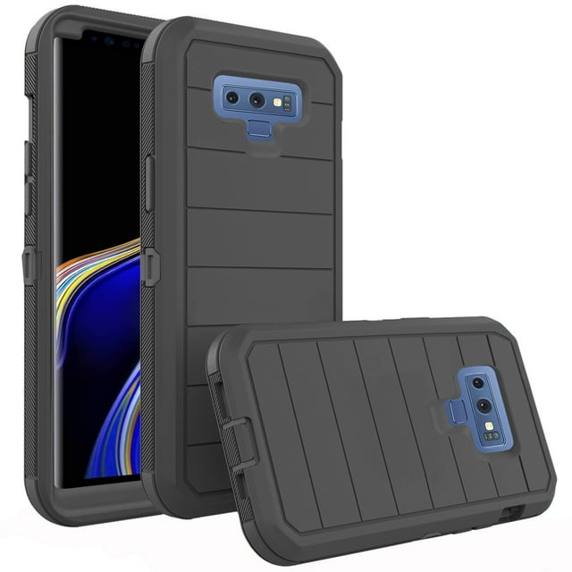 Asuwish Compatible with Samsung Galaxy Note 9 Phone Case Hybrid Rugged Shockproof Hard Protective Drop Proof Full Body Heavy Duty Mobile Cell Cover for Note9 Not S9 Women Men Black