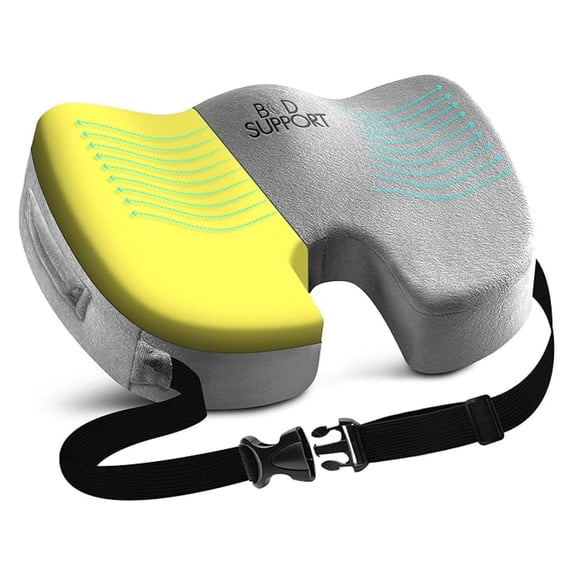 Seat Cushion with Straps - Seat Cushions for Office Chairs, Car Seat Cushion for Tailbone Cushion Design to Relieve Sciatica Coccyx Design from Prolonged Sitting (Grey)