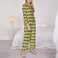 thumbnail image 3 of Fotbe Mardi Gras Purple Yellow Plaid Pattern Long Sleeve Pajama Set for Women,Sleepwear Set,2-piece Loungewear Set,Soft PJs Comfy Nightwear with Pockets -X-Large, 3 of 7