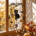 thumbnail image 4 of Voglyf Halloween Acrylic Suncatcher Wind Chime Hanging Black Cat Moon, Gothic Hanging Ornament with Pumpkin Bat Floral Crystal , Window Pendant for Porch Bedroom Spooky Season Home Gift, 4 of 7