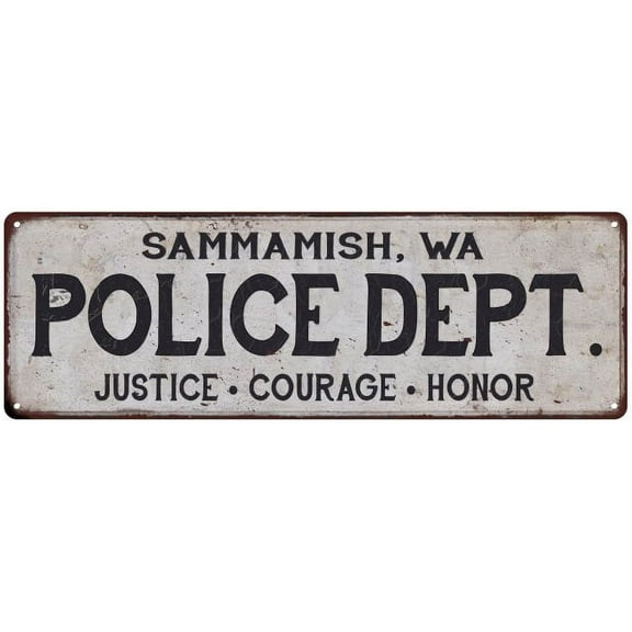 SAMMAMISH, WA POLICE DEPT. Home Decor Metal Sign Gift 6x18 206180012719