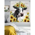 thumbnail image 4 of Farm Cow Sunflower Watercolor Chiffon Sheer Curtains 72 Inches Long, Farmhouse Wood Board 2 Rod Pocket Window Treatment Voile Drapes Curtains for Living Room Bedroom,2 Panels, 52x72In, 4 of 9
