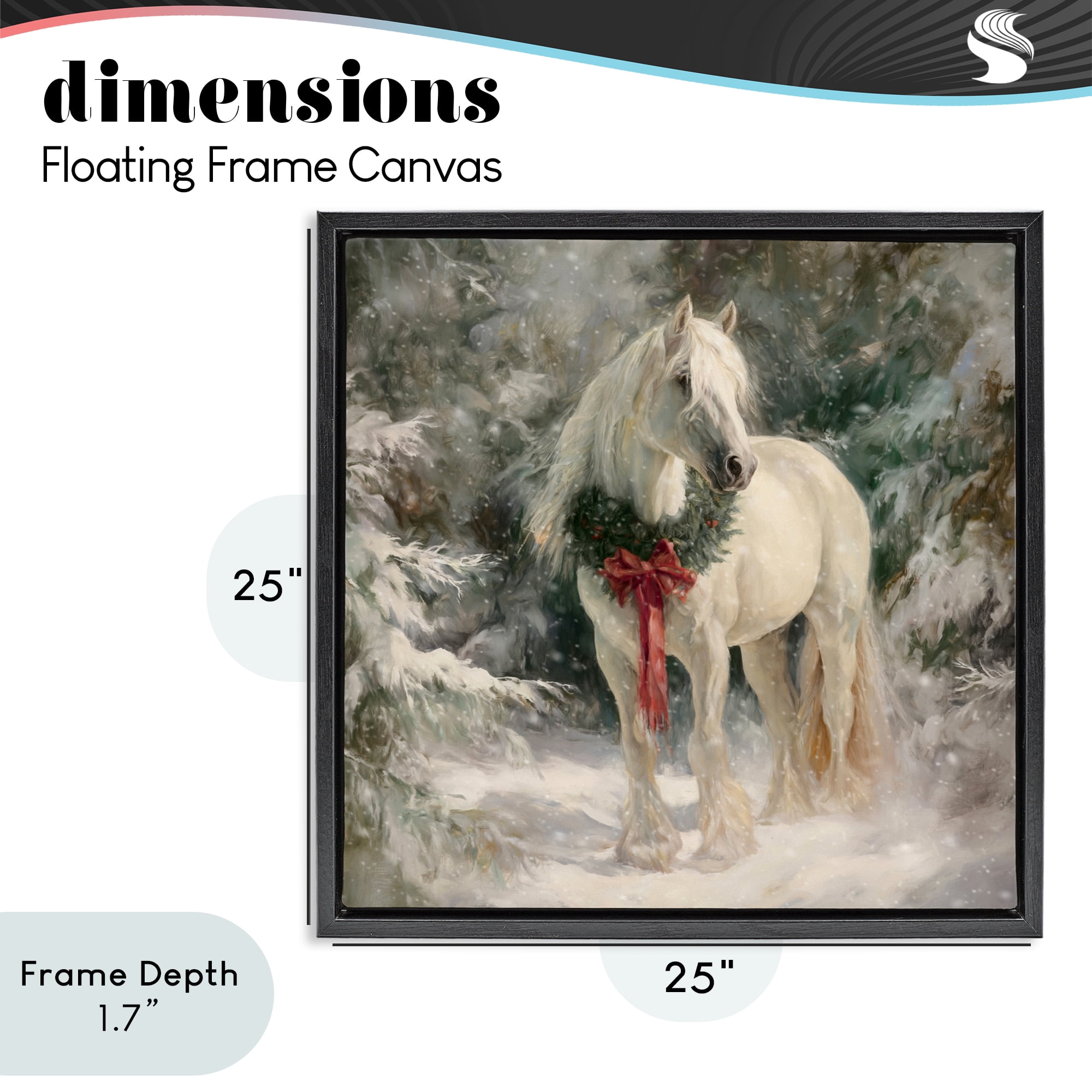 Stupell Industries Pretty Christmas Mare Black Framed Floater Canvas Wall Art, design by Tina LeCour