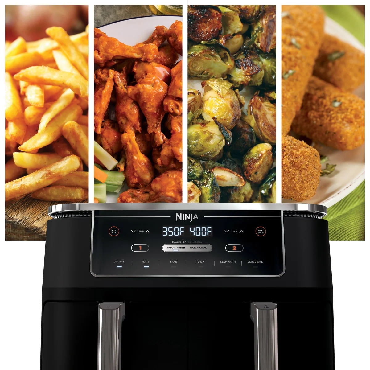 Ninja, Air Fryer, Foodi 6-in-1 XL 2-Basket, with DualZone Technology, 1700 Watts, Non-Stick, Black
