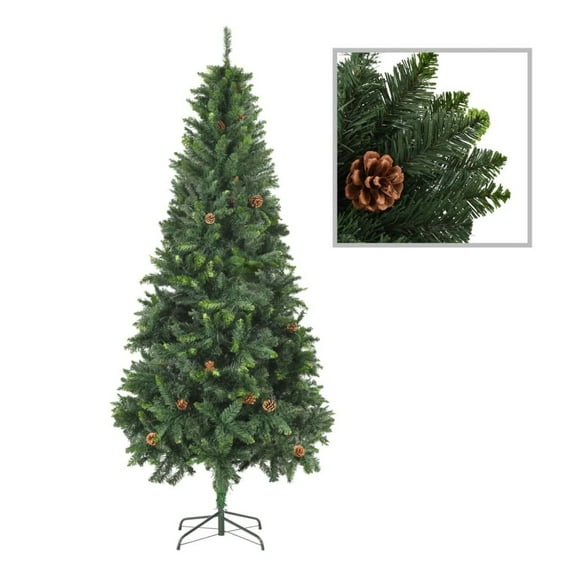 Artificial Christmas Tree with Pine Cones Green 7 ft