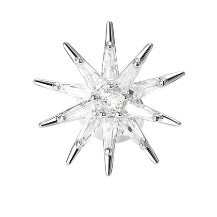 Brass Clear Cubic Zirconia Star Brooch Platinum 24mm