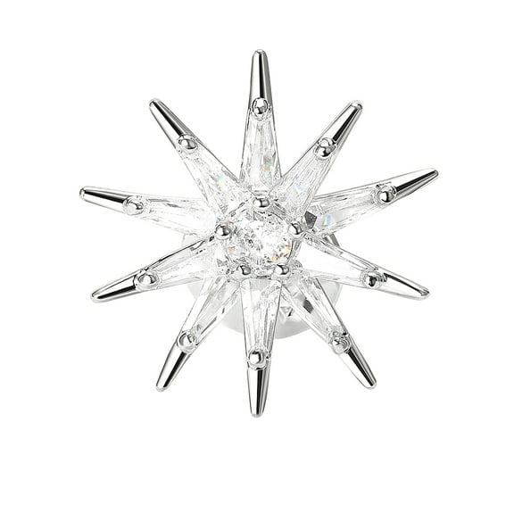 Brass Clear Cubic Zirconia Star Brooch Platinum 24mm
