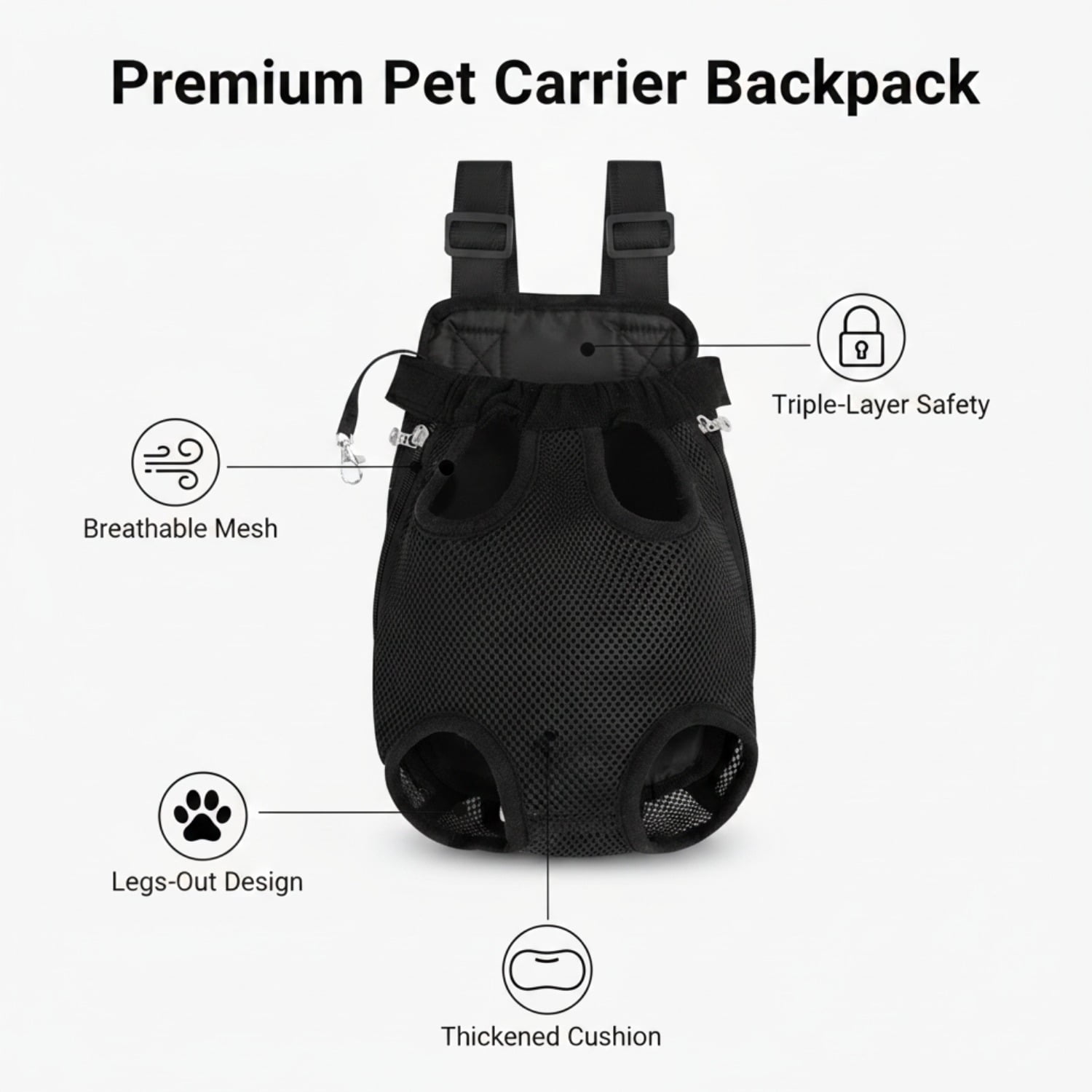 Dog Backpack Carrier, Adjustable Pet Front Carriers, Legs Out Carrying Sling Travel Bag for Small Medium Dogs 2.5-4 Lbs, Soft Wearable Puppy Chest Carry Backpacks for Walking/Hiking/Camping/Traveling