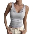 thumbnail image 3 of Women's Y2K Lace Tank Top Sleeveless Square Neck Crop Tops Streetwear Gray L, 3 of 10
