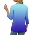 thumbnail image 5 of Fesfesfes Women's Fashion Tops Leisure Comfortable Three-Quarter Sleeve V-Neck T-Shirt Suitable for Fall Contrast Color Pullover Blouse(Blue,2XL), 5 of 5