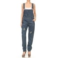 thumbnail image 2 of Women's Denim Straight Leg Jeans Available in Regular, Petite, and Tall Lengths Distressed Raw Scratch Style Tapered Leg Overalls, 2 of 7