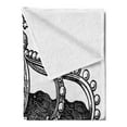 thumbnail image 2 of Queen Soft Flannel Fleece Throw Blanket, Antique Royal Crown Kingdom Emperor Ruler Czar Monarchy Authority, Cozy Plush for Indoor and Outdoor Use, 70" x 90", Black and White, by Ambesonne, 2 of 5