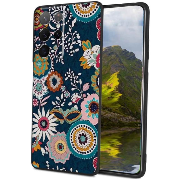 Pretty-Folk-Floral-2 Phone Case, Degined for Samsung Galaxy S23 Ultra Case Men Women, Flexible Silicone Shockproof Case for Samsung Galaxy S23 Ultra