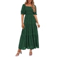 thumbnail image 1 of Vestido midi PRETTYGARDEN para mujer, verano 2025, floral, verde oscuro, 1 of 7