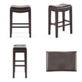 thumbnail image 4 of Saddle Seat Counter Stool,Bar Stools Set of 2,Modern Rivet Design Upholstered Kitchen Bar Stool, PU Leather Saddle Stools for Kitchen Island, Brown, 4 of 6