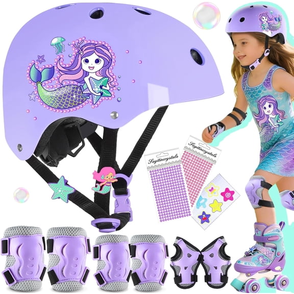 Kids Bike Helmet for Girls Mermaid Unicorn Adjustable Lightweight Helmet for Toddler Ages 3 to 12 Bicycle, Roller Skates, Skateboard, Scooter,Cycling