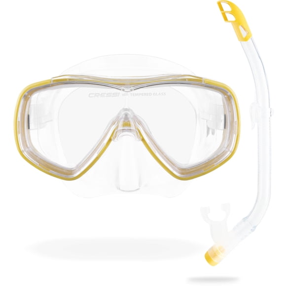 Set de snorkel Cressi Ondina y Top Jr transparente amarillo