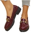 thumbnail image 4 of Miluxas Women's Chunky Platform Loafers with Chain or Buckle Patent Leather Black Penny Loafers Fashion office Shoes School Dress Shoes Comfort Slip-on Wine 8.5(42), 4 of 9