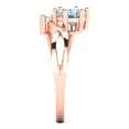 thumbnail image 3 of Clara Pucci 14K Rose Gold Solid Gold Blue Three-Stone Anniversary Ring for Women - 0.87 cttw Round Cut, 3 of 8