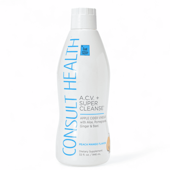 Consult Beaute A.C.V. Apple Cider Vinegar   Super Cleanse  Peach Mango Flavor, 32 Fl Oz