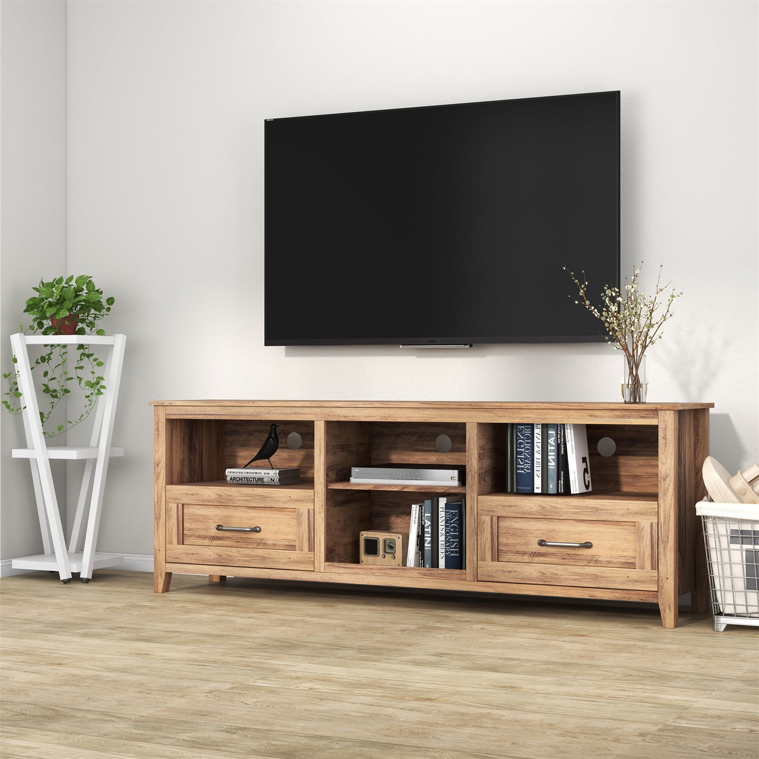 Kadyn 70.08 Inch Length TV Stand, Particle Board TV Console with 2 Drawers and 4 High-Capacity Storage Compartment, Light Brown TV Stand for TVs up to 60" Kadyn 70.08 Inch Length TV Stand, Particle Board TV Console with 2 Drawers and 4 High-Capacity Storage Compartment, Light Brown TV Stand for TVs up to 60"