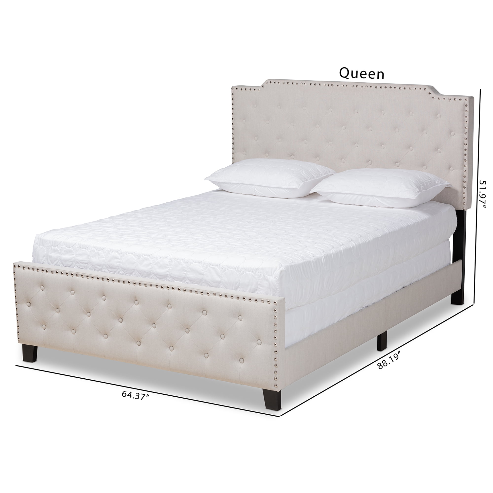 Baxton Studio Marion Modern Transitional Beige Fabric Upholstered Button Tufted King Size Panel Bed