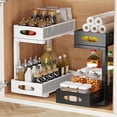 thumbnail image 3 of Versatile 2-Tier Pull-Out Under basin Organizer – Adjustable Height Metal Storage Rack with Slide-Out Cabinet Drawers – No Drilling Required – For Kitchen & Bathroom – White, 3 of 5