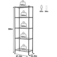 thumbnail image 2 of Adjustable Wire Shelving Unit, 5-Tier Metal Storage Rack with Hooks and Liners for Kitchen, Closet, Bathroom, Black, 2 of 8
