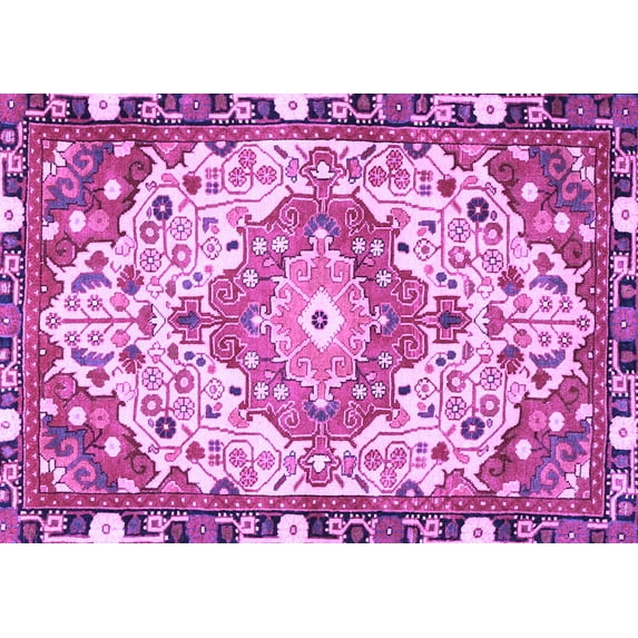 Ahgly Company Indoor Rectangle Medallion Purple Traditional Area Rugs, 6' x 9'