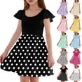 thumbnail image 1 of Girls Summer Sundress Cute Polka Dot Dress Short Sleeve Lightweight Comfortable Summer Dresses for Parties & Daily Wear ,Sie:140, 1 of 6