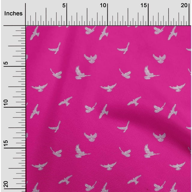 oneOone Silk Tabby Fabric Bird Ikat Print Fabric By The Yard 42 Inch Wide