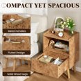 thumbnail image 6 of Gelloan Fluted Nightstand Set of 2, Bed Side Table with Drawer, Solid Wood Feet, Open Storage, End Table with Raised Edge, for Bedroom, Dorm and Small Spaces,Light Burl, 6 of 7