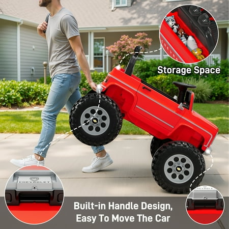 Chevrolet Cheyenne 24 Volt Ride on Toys with Remote, Ride on Truck for Big Kids 3-8 Years, Wisairt Power Car Wheels with 2 Seater, Red