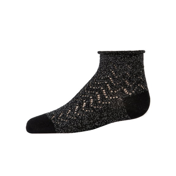 MeMoi Fuzzy Shimmer Cotton Blend Anklet Socks - Girls - Female, 10, Navy