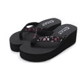 thumbnail image 5 of Black Flip Flops for Women Platform Wedge Thong Sandals Slip on Slides Shoes Lightweight Summer Heels Dress Slippers Black Size 5, 5 of 9