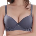 thumbnail image 2 of Amidoa Purple Women Bras Lace Underwire Minimizer Push up Plunge High Support Everyday Wear Women Bra 100C, 2 of 5