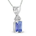 thumbnail image 2 of SZUL Women's 14K White Gold 6x4MM Emerald Shaped Tanzanite and Diamond Pendant, 2 of 5