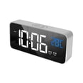 thumbnail image 1 of Reloj electrónico inteligente con espejo LED, portátil, hogar, USB, control de voz, temporizador silencioso, música, reloj despertador, recordatorio, Sivler kenally HA001362-01B, 1 of 6